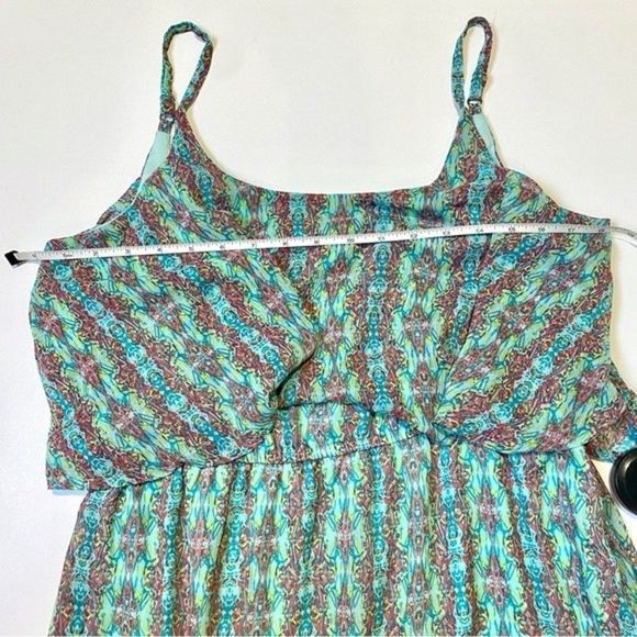 Christine V Printed Mint Green Chiffon Flowy Maxi Dress Tribal Pattern Size M​ - Picture 7 of 11